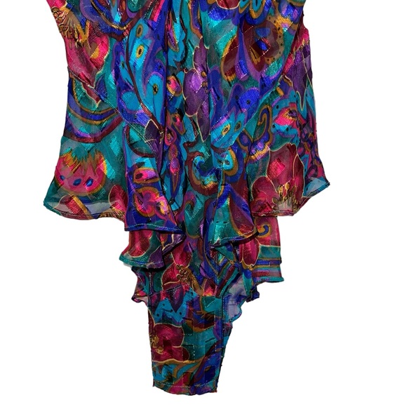 VS 90s Gold Label semisheer floral & paisley print in jewel tones teddy bodysuit - Picture 11 of 17